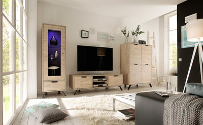 Maud - Mobile basso porta tv design moderno finitura naturale cm 156x50x51h