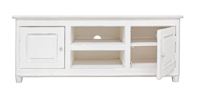 Mobile soggiorno porta tv in legno massello bianco design classico cm 145x45x60h