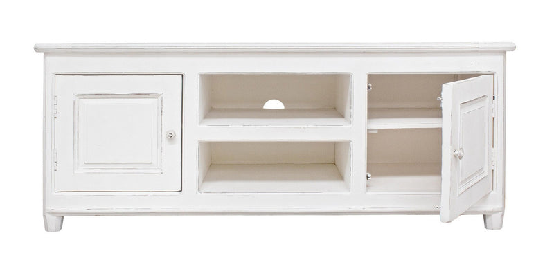 Mobile soggiorno porta tv in legno massello bianco design classico cm 145x45x60h