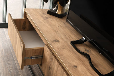 Mobile tv stile industriale in legno con 3 cassetti e piedi in metallo - varie misure