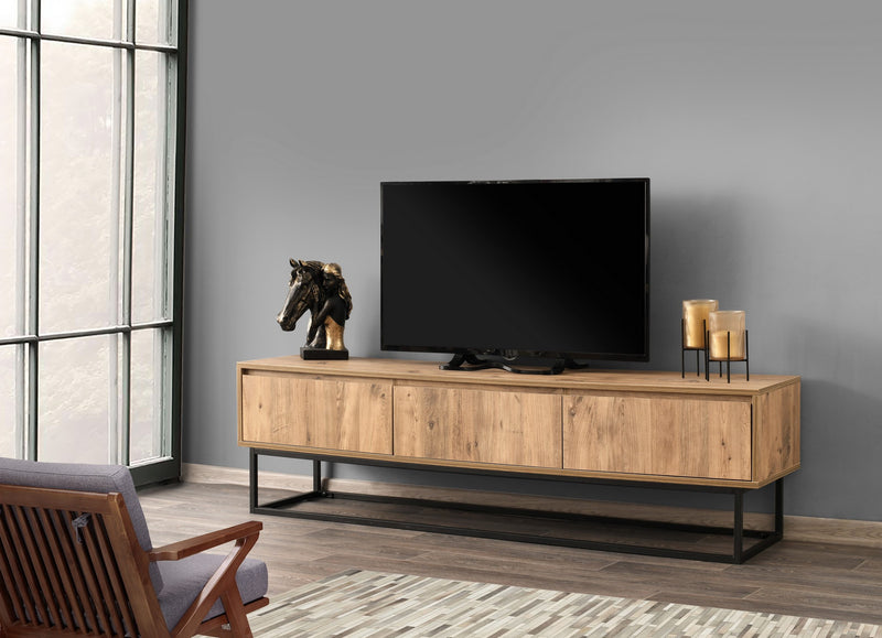 Mobile tv stile industriale in legno con 3 cassetti e piedi in metallo - varie misure