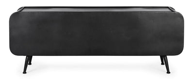 Mobile porta tv industrial in acciaio nero ante effetto rattan cm 150x39x55h
