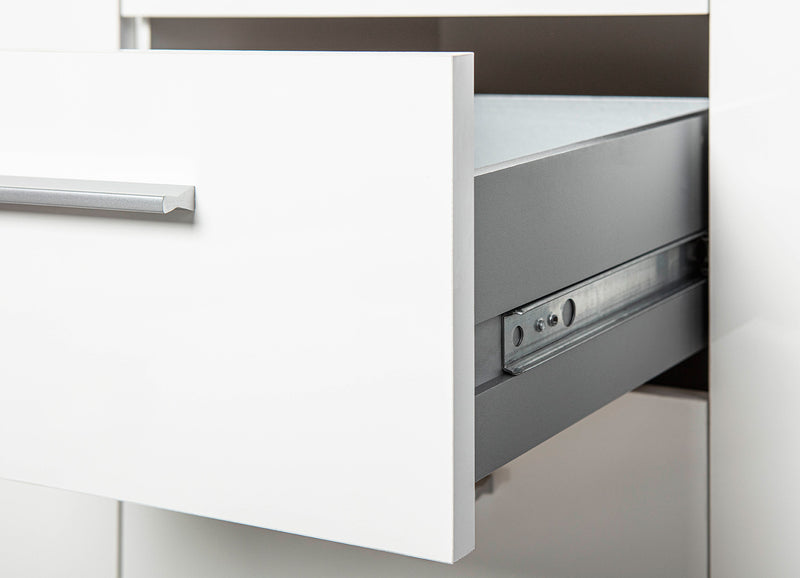 Fergi - Mobile moderno con cassetti e anta in legno colore bianco cm 94x40x86h