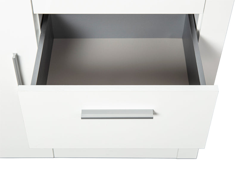 Fergi - Mobile moderno con cassetti e anta in legno colore bianco cm 94x40x86h