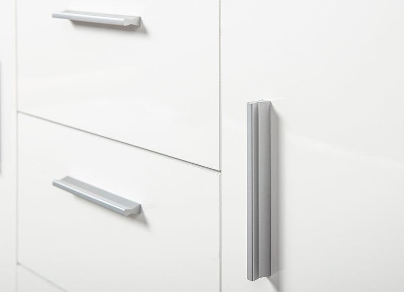 Fergi - Mobile moderno con cassetti e anta in legno colore bianco cm 94x40x86h