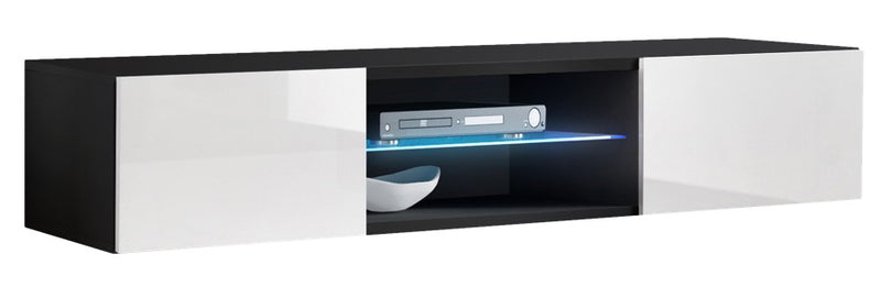 mobile porta tv colore bianco e nero con luci a led