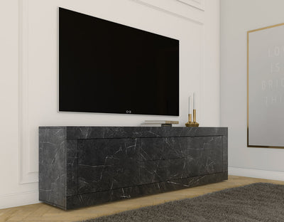Beldin - Mobile porta tv alto in legno effetto marmo cm 210x43x66h