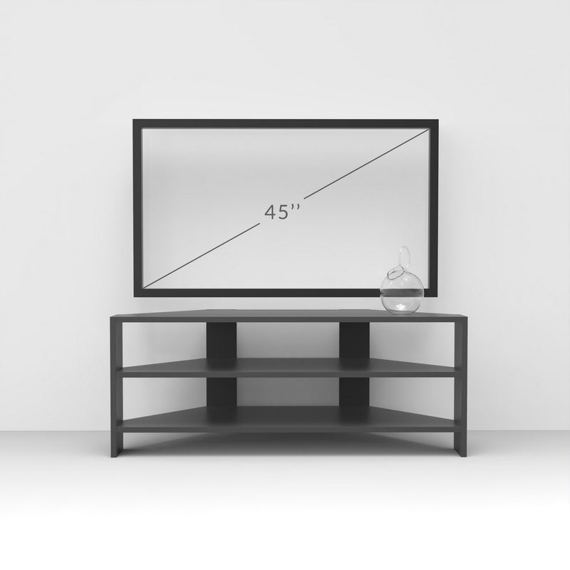 Mobile tv ad angolo moderno in legno con 2 ripiani a giorno cm 114x36x45h - vari colori