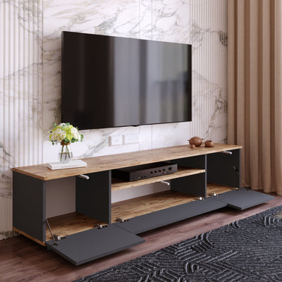 Mobile tv basso moderno da soggiorno con ante e vano cm 180x45x45h - vari colori