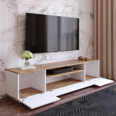 Mobile tv basso moderno da soggiorno con ante e vano cm 180x45x45h - vari colori