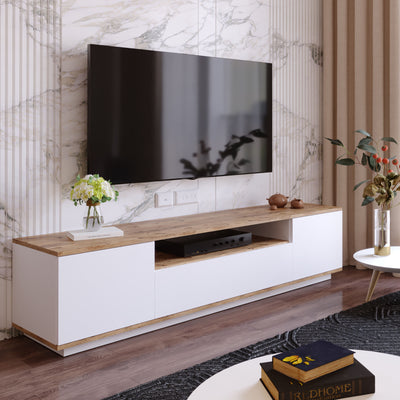 Mobile tv basso moderno da soggiorno con ante e vano cm 180x45x45h - vari colori