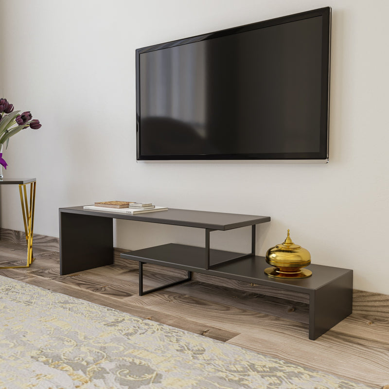 Mobiletto tv design industrial e moderno con 2 ripiani scomposti cm 120x30x45h