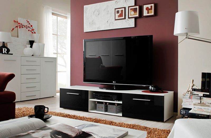 Mobile porta tv moderno con vani centrali e ante laterali - vari colori