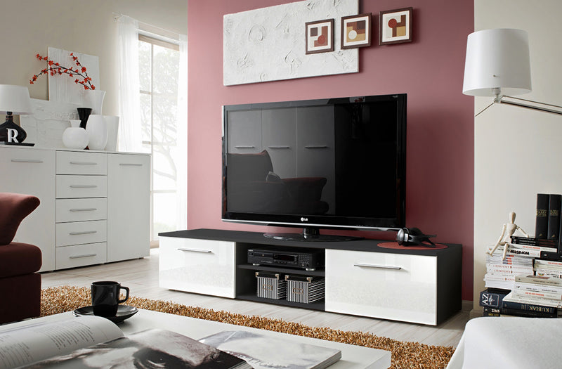 Mobile porta tv moderno con vani centrali e ante laterali - vari colori