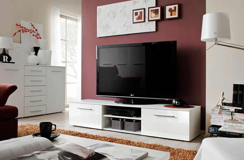 Mobile porta tv moderno con vani centrali e ante laterali - vari colori
