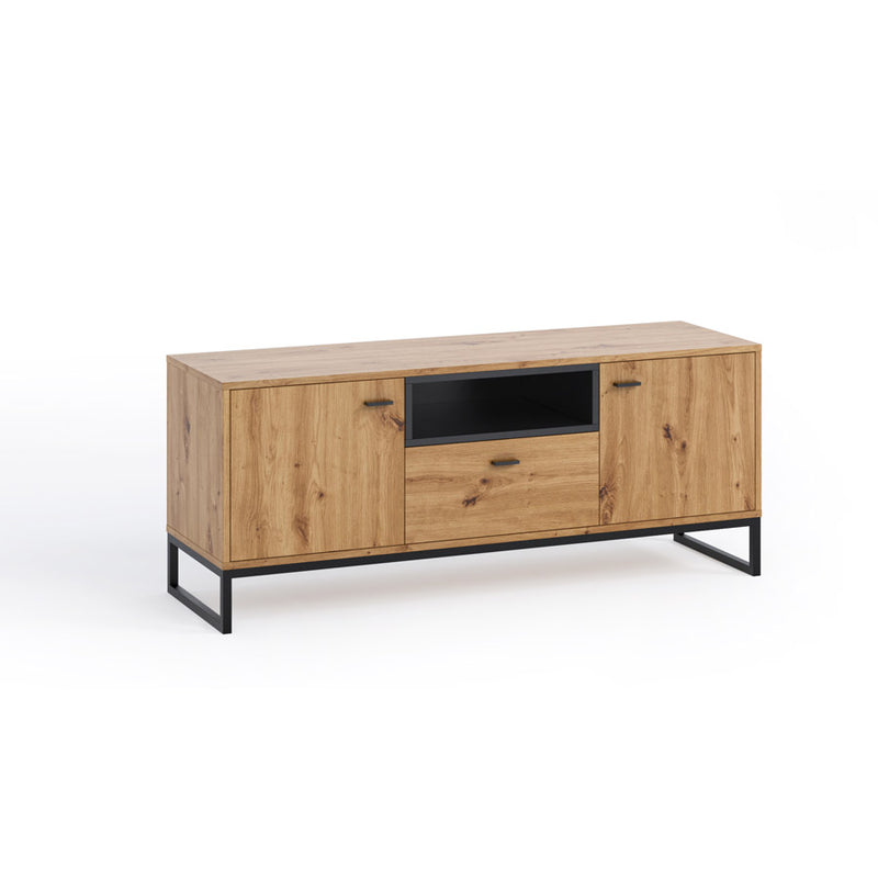 Carabia - Composizione soggiorno con mobile tv e pensili stile industriale in legno - vari colori