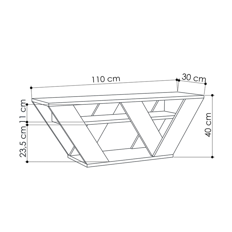 Mobile tv in legno design moderno tridimensionale cm 110x30x40h - vari colori