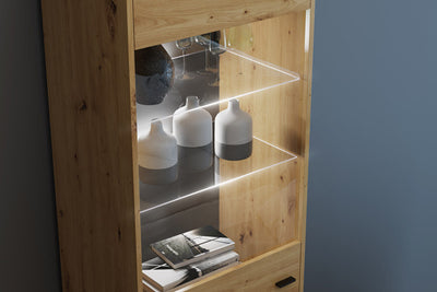 Paolita - Mobile vetrina con 2 ante in legno moderna cm 60x40x202h - vari colori