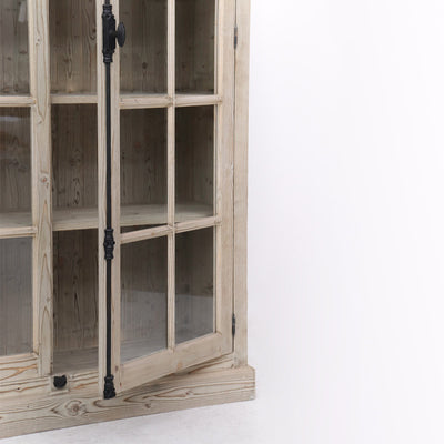Vetrina cristalliera in legno massello stile classico country cm 136x44x222h