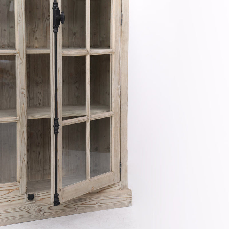 Vetrina cristalliera in legno massello stile classico country cm 136x44x222h