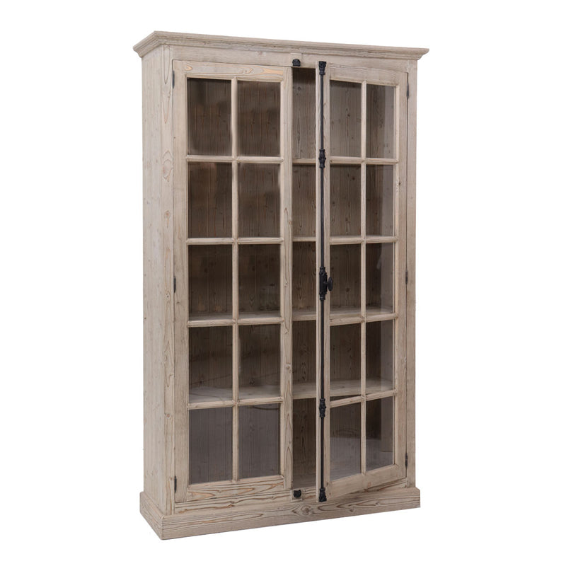 Vetrina cristalliera in legno massello stile classico country cm 136x44x222h