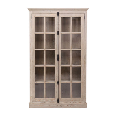 Vetrina cristalliera in legno massello stile classico country cm 136x44x222h