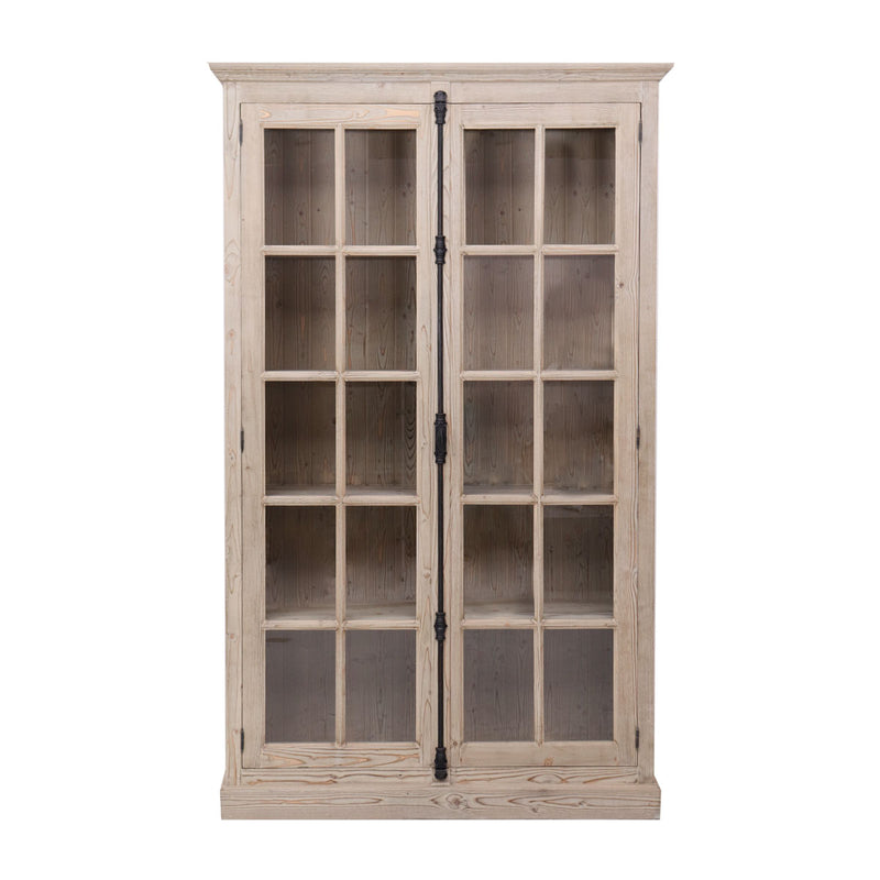 Vetrina cristalliera in legno massello stile classico country cm 136x44x222h