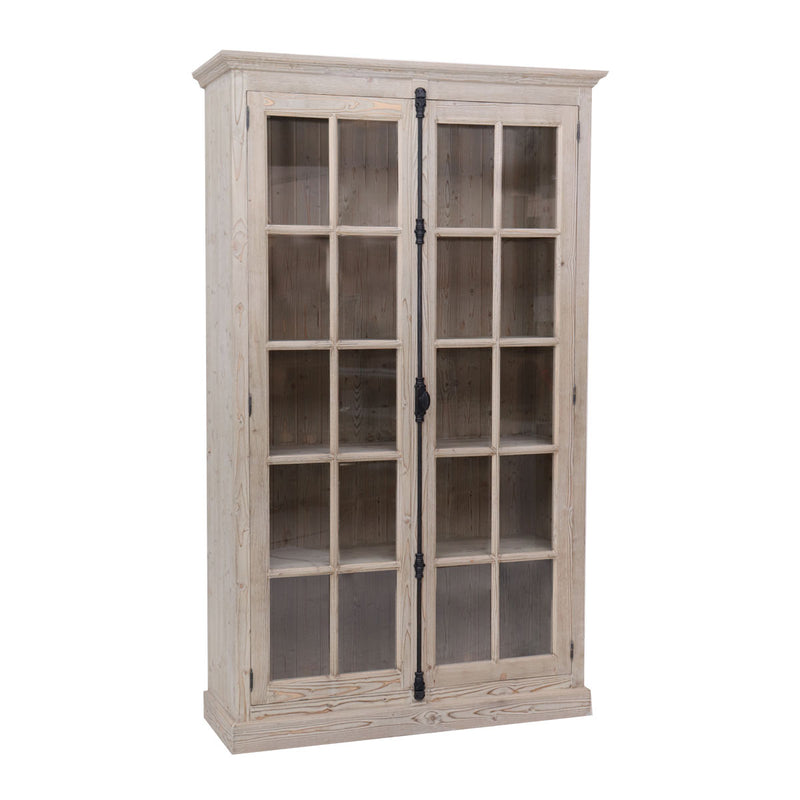 Vetrina cristalliera in legno massello stile classico country cm 136x44x222h