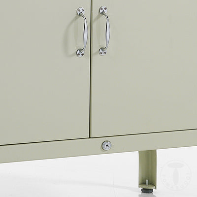 Vetrina alta 4 ante in acciaio laccato avorio con ripiani in vetro cm 72x45x171h