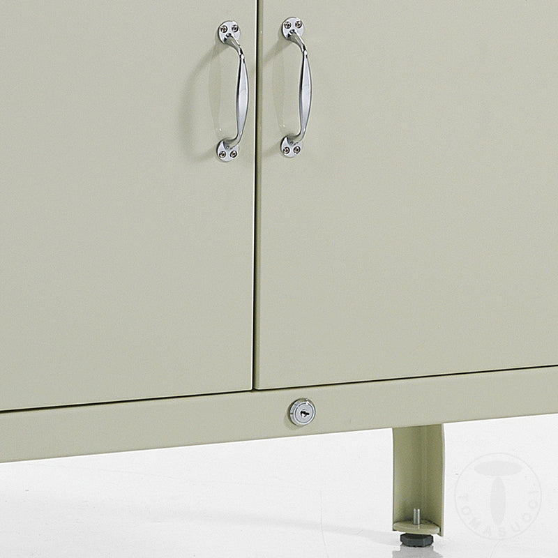 Vetrina alta 4 ante in acciaio laccato avorio con ripiani in vetro cm 72x45x171h