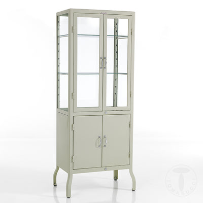 Vetrina alta 4 ante in acciaio laccato avorio con ripiani in vetro cm 72x45x171h