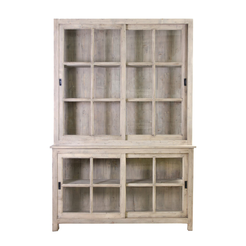 Mobile vetrina country in legno di abete massello cm 150X40X220h