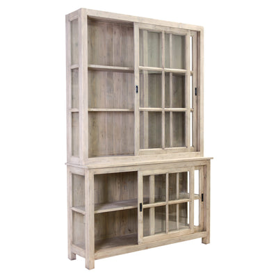 Mobile vetrina country in legno di abete massello cm 150X40X220h