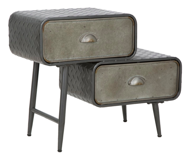 Mobile 2 cassetti in ferro da ingresso o soggiorno in stile industrial vintage cm 63x29x52h