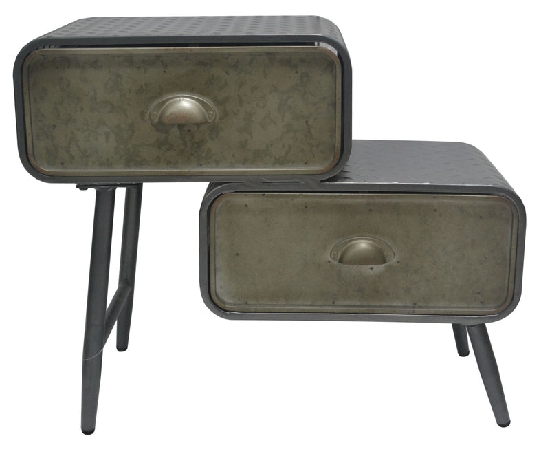 Mobile 2 cassetti in ferro da ingresso o soggiorno in stile industrial vintage cm 63x29x52h