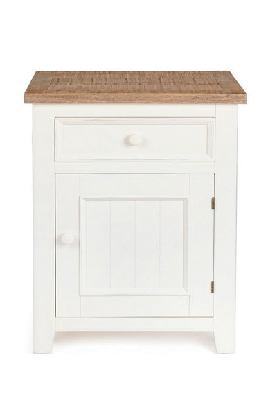 Mobiletto classico in legno colore bianco con anta e cassetto cm 50x34x65h