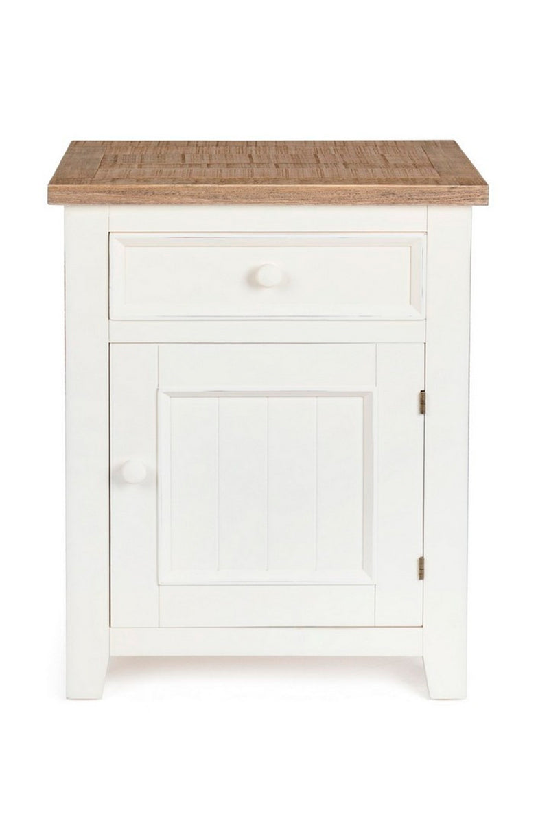 Mobiletto classico in legno colore bianco con anta e cassetto cm 50x34x65h