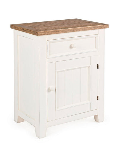 Mobiletto classico in legno colore bianco con anta e cassetto cm 50x34x65h