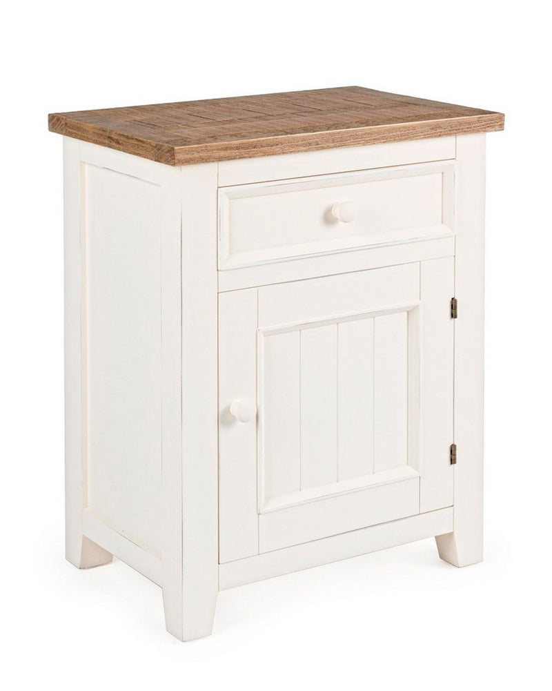 Mobiletto classico in legno colore bianco con anta e cassetto cm 50x34x65h