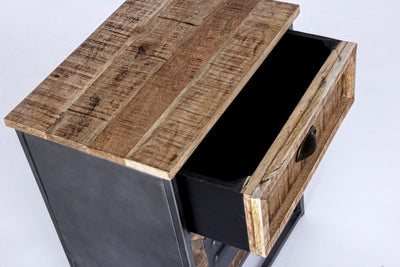 Mobiletto 4 cassetti stile industriale in legno di mango e metallo cm 45x32x55h