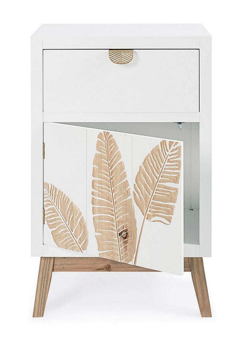 Mobiletto moderno in legno anta e cassetto decori in oro cm 45x30x70h
