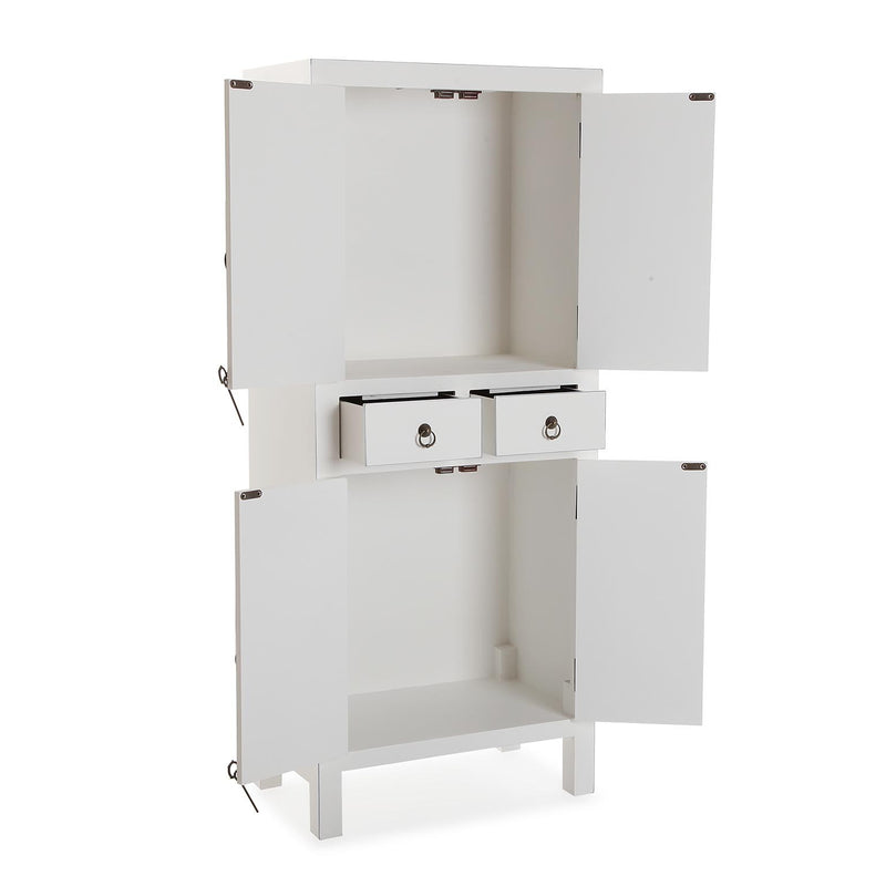 mobiletto living due cassetti e ante in legno biaco bordino colore oro