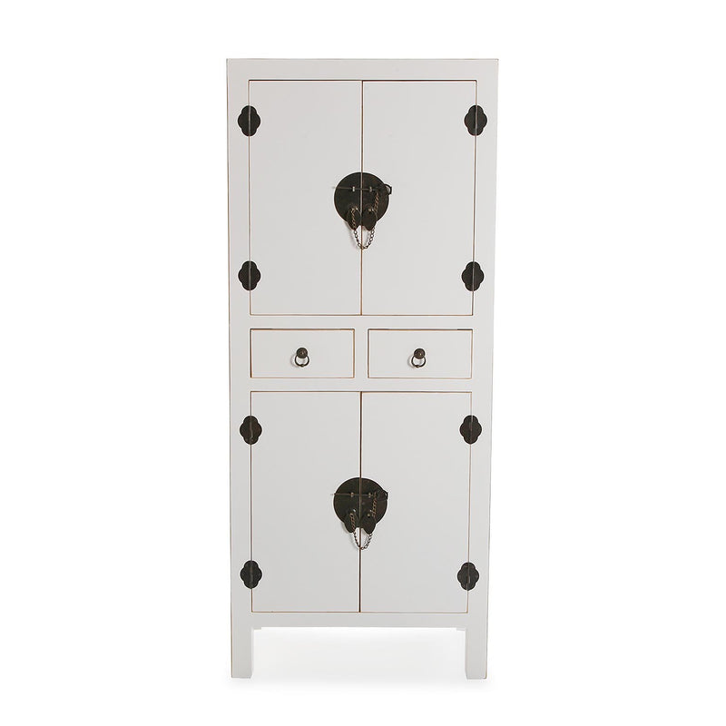mobiletto living due cassetti e ante in legno biaco bordino colore oro