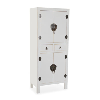 mobiletto living due cassetti e ante in legno biaco bordino colore oro