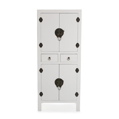 mobiletto living due cassetti e ante in legno biaco bordino colore argento