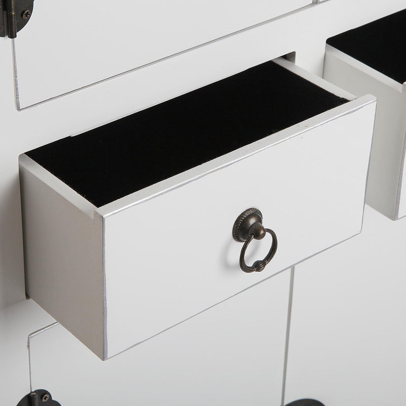 mobiletto living due cassetti e ante in legno biaco bordino colore argento