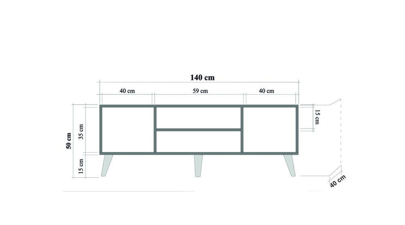 Mobile porta tv in legno a 2 ante e 2 vani a giorno design classico cm 140x40x50h