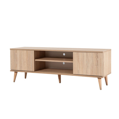 Mobile porta tv in legno a 2 ante e 2 vani a giorno design classico cm 140x40x50h