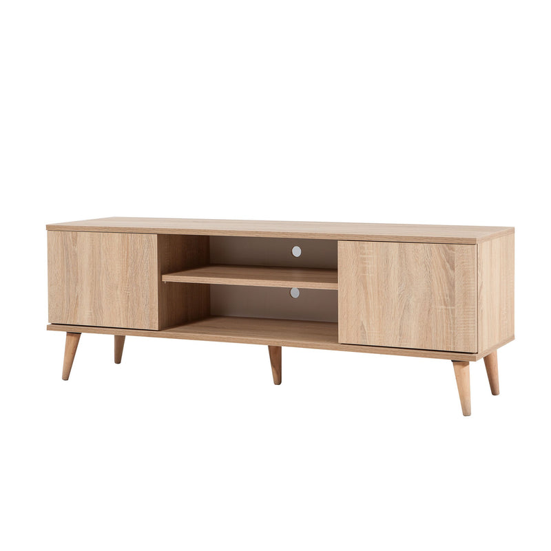 Mobile porta tv in legno a 2 ante e 2 vani a giorno design classico cm 140x40x50h