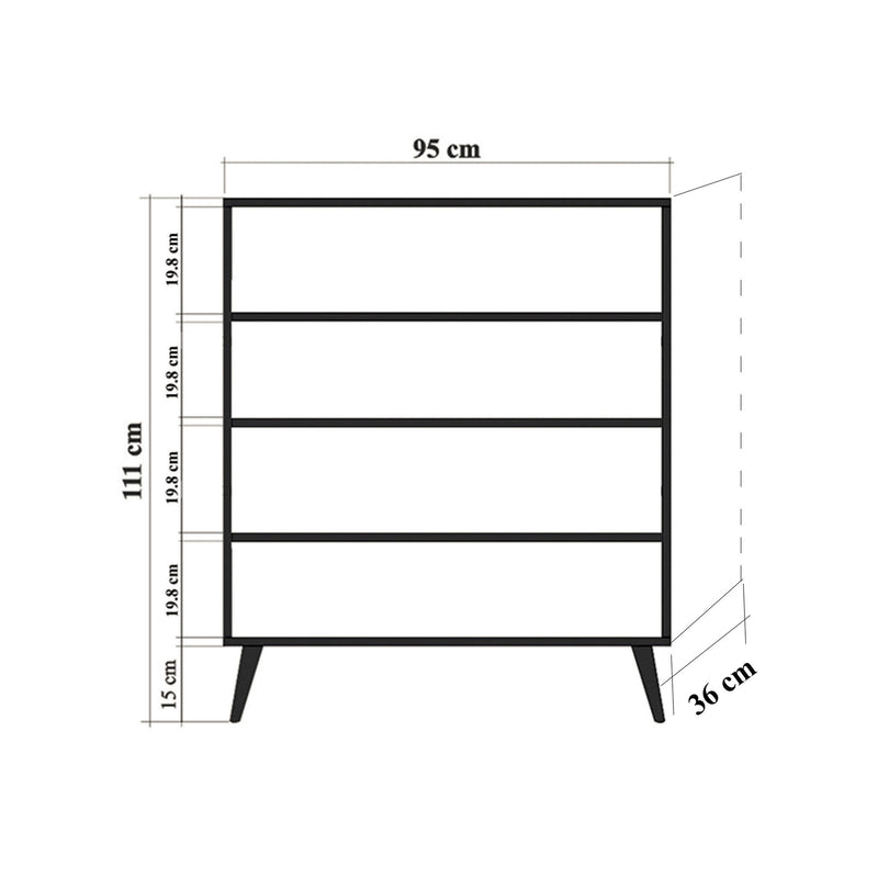 Mobile multifunzione 4 ante e 4 scomparti in legno con fantasia cm 95x36x111h- vari colori